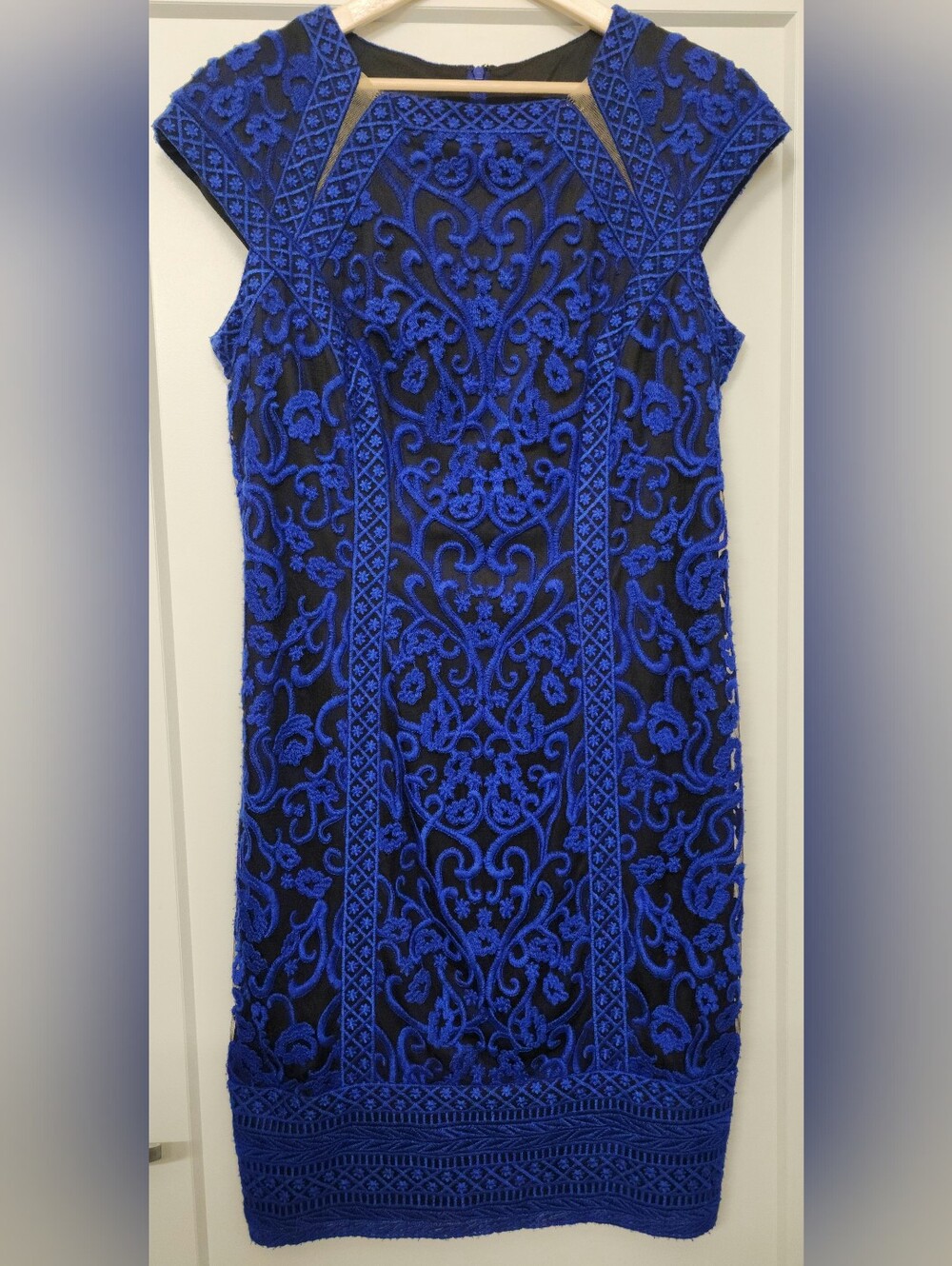 Tadashi Shoji Cobalt Blue Lace Midi Dress 16
